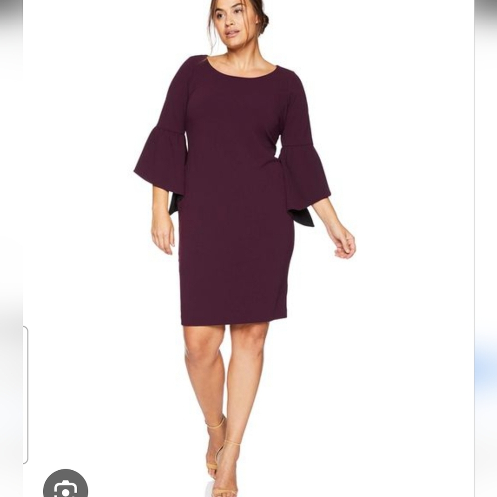 NWT Calvin Klien Plum Bell Sleeve Sheath Dress Size 20W